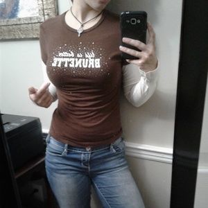 Life is Better Brunette Long Sleeve Fitted Top